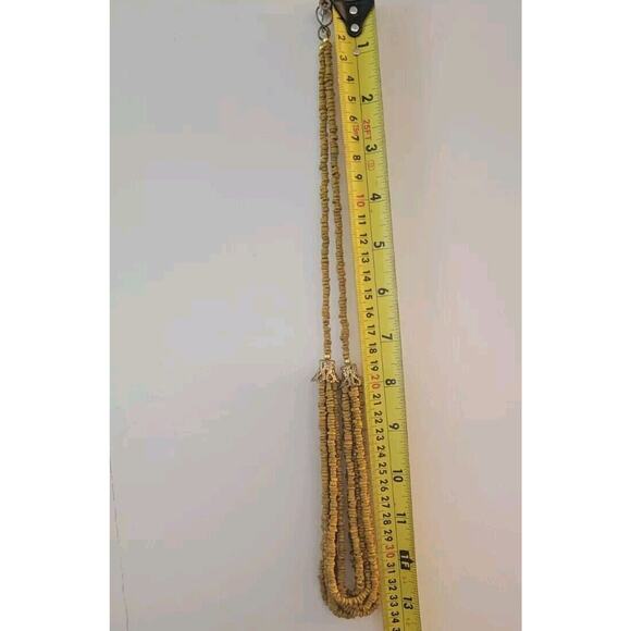 Vintage Boho Moroto Bead Necklace w/ Cute Owl Earrings Mustard Yellow - Picture 6 of 14